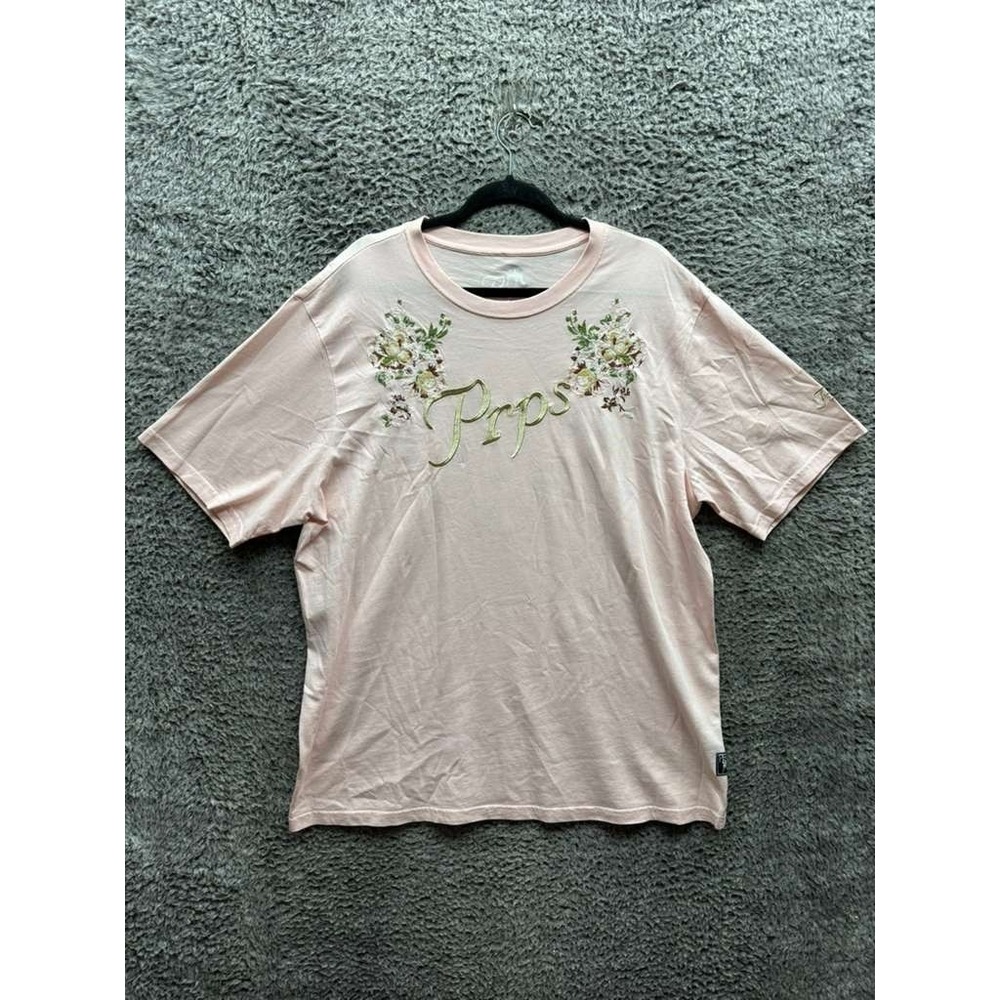 Prps Gardenia Embroidered Cotton Graphic Short Sleeve T-Shirt Pink Mens Size XXL